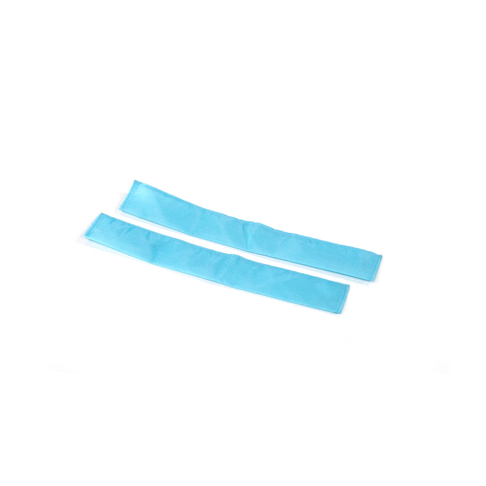 Two light blue handrail sleeves designed for 60-inch mini trampolines.