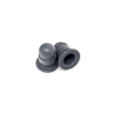 Two mini pole caps in a dark gray color. 