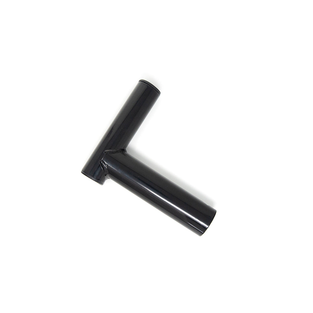 The black connection tube corner joint is made of powder-coated steel.  