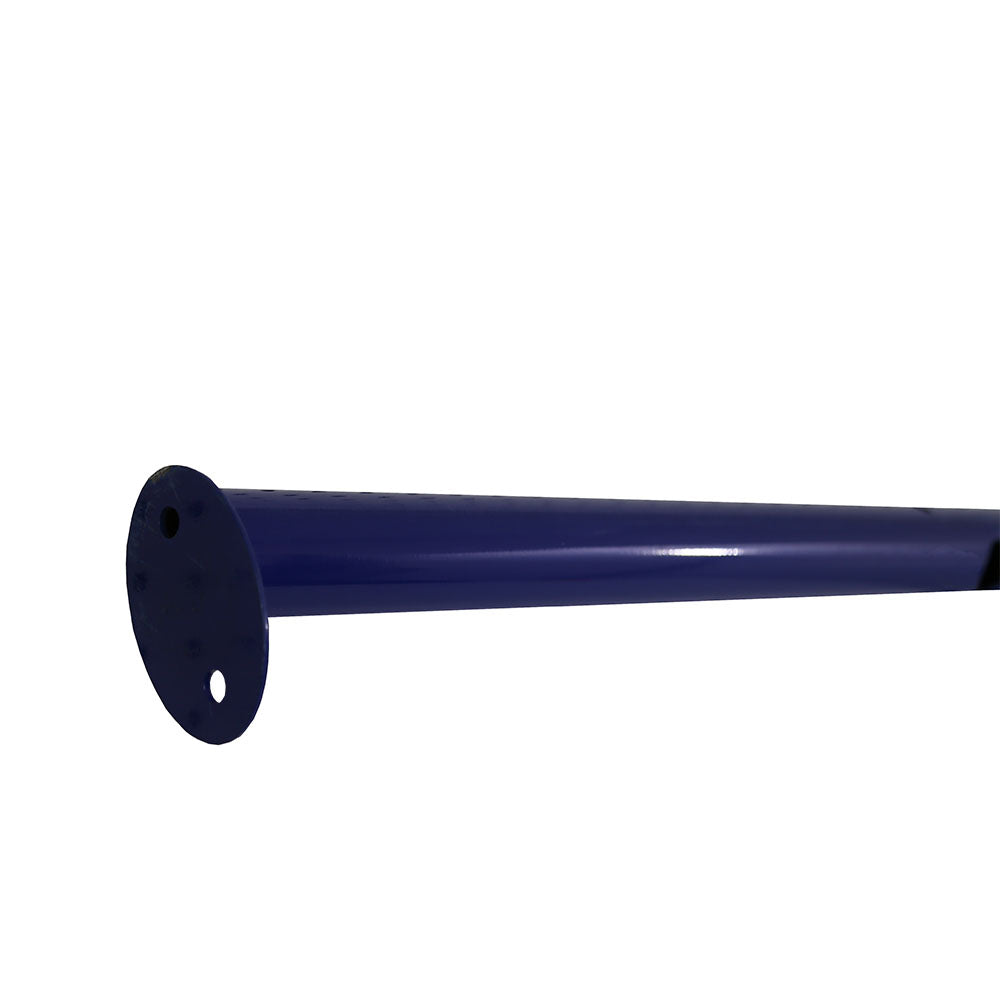 Corner upright pole is crafted from blue powder-coated steel.