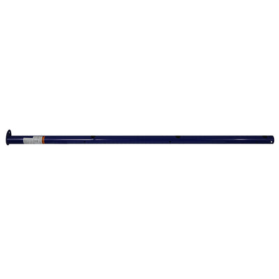 Blue corner upright pole with flat base at the end of it. 