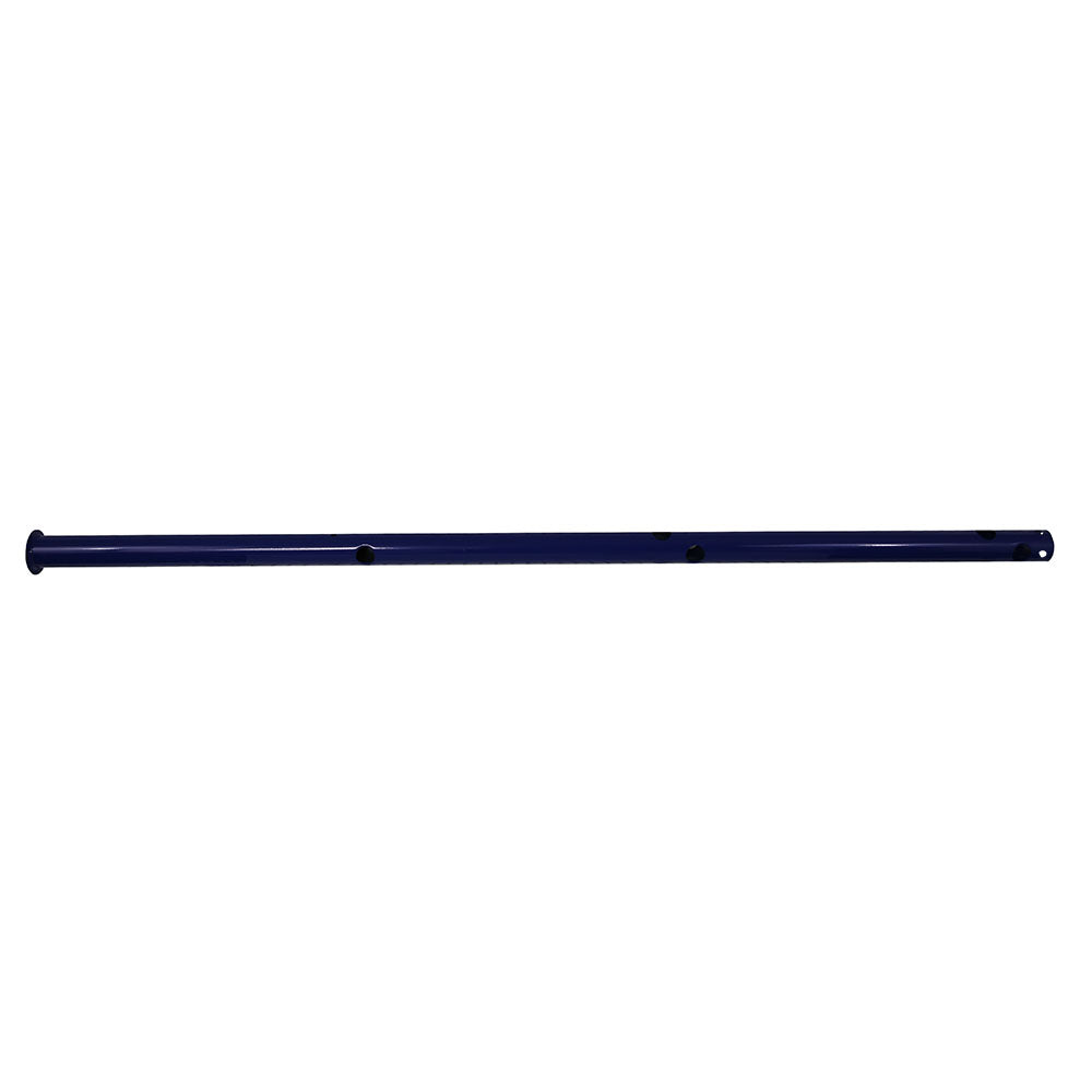 Middle upright pole made from blue powder-coated steel. 