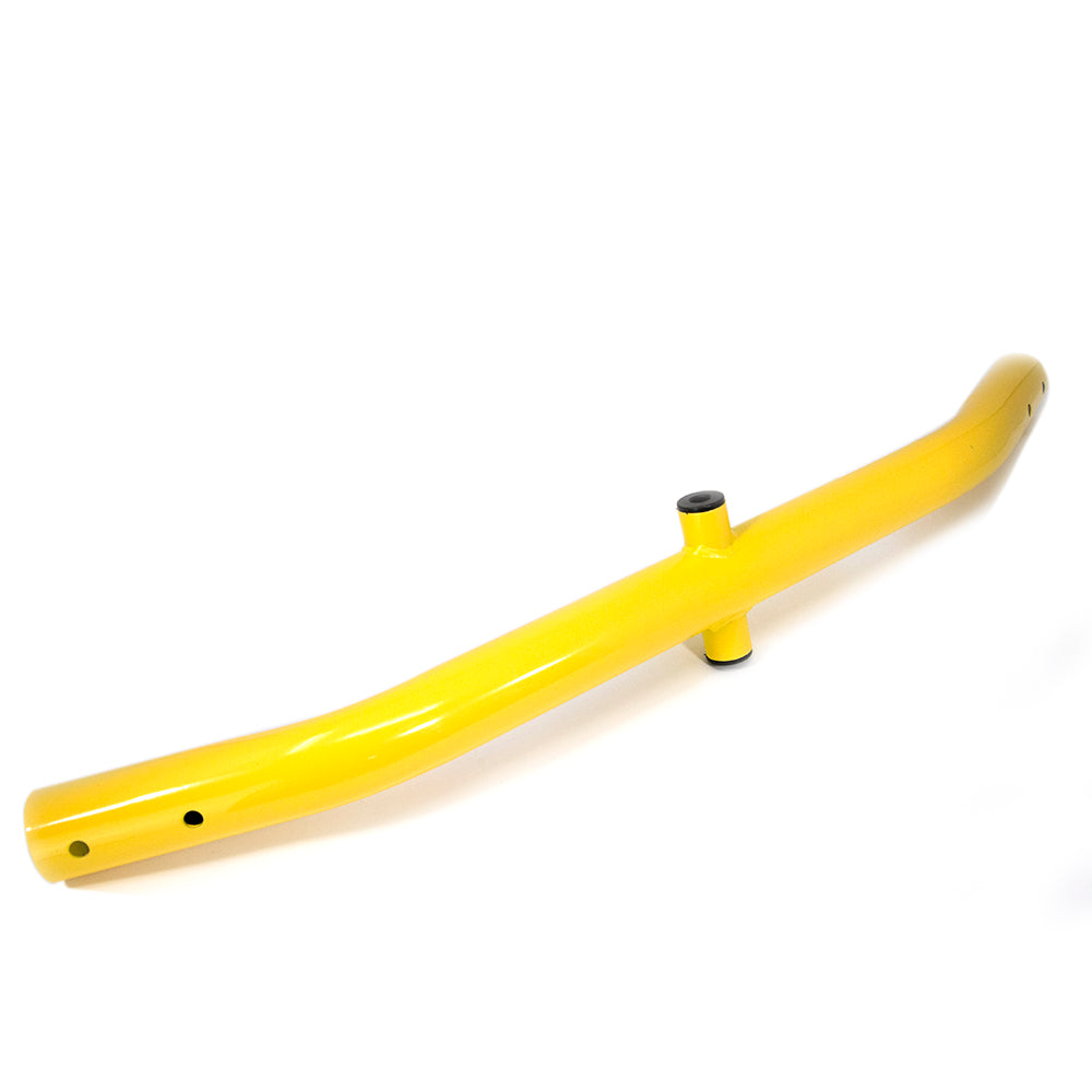 Pole is made from yellow powder-coated steel.
