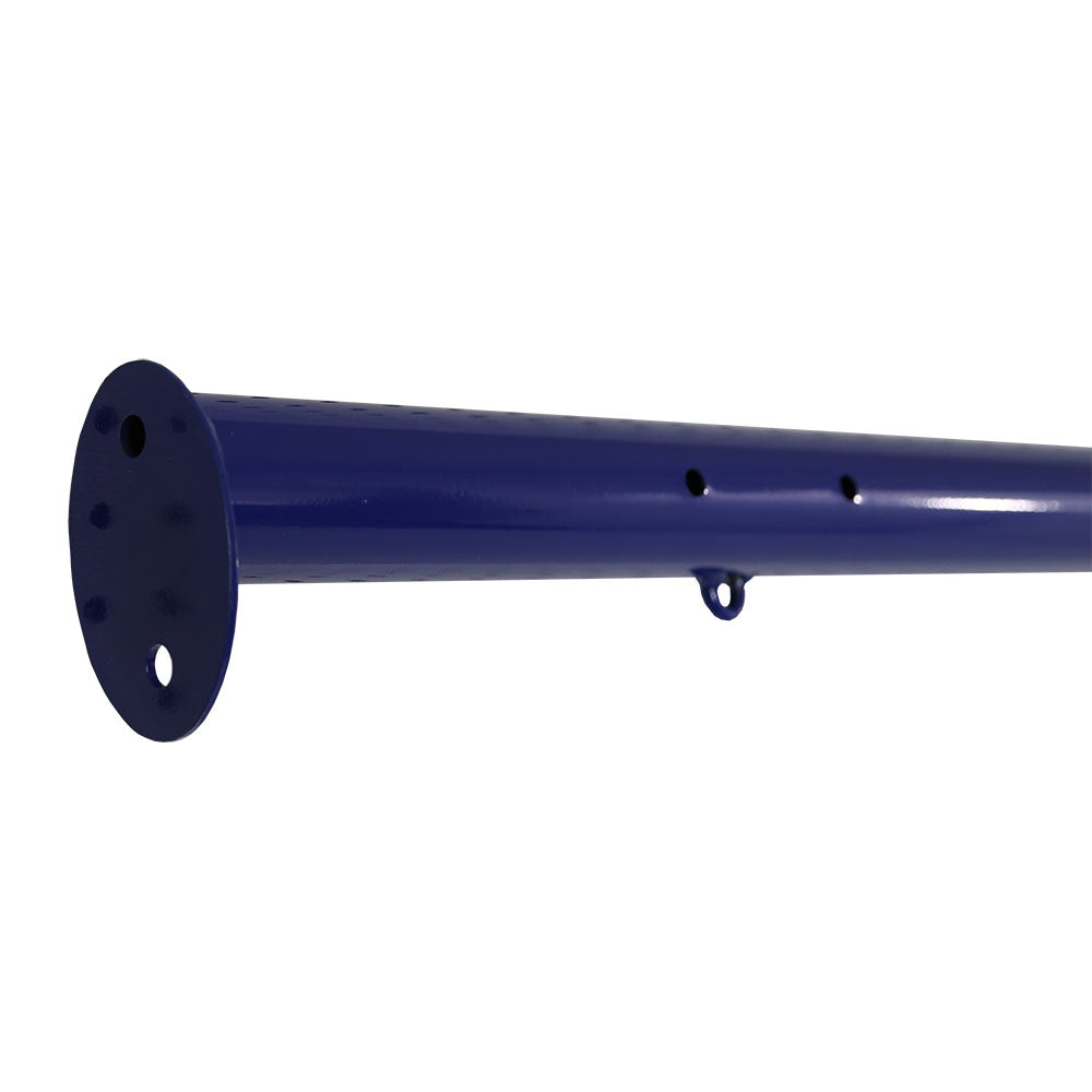 The upright tube has a flat base on one end of it. 