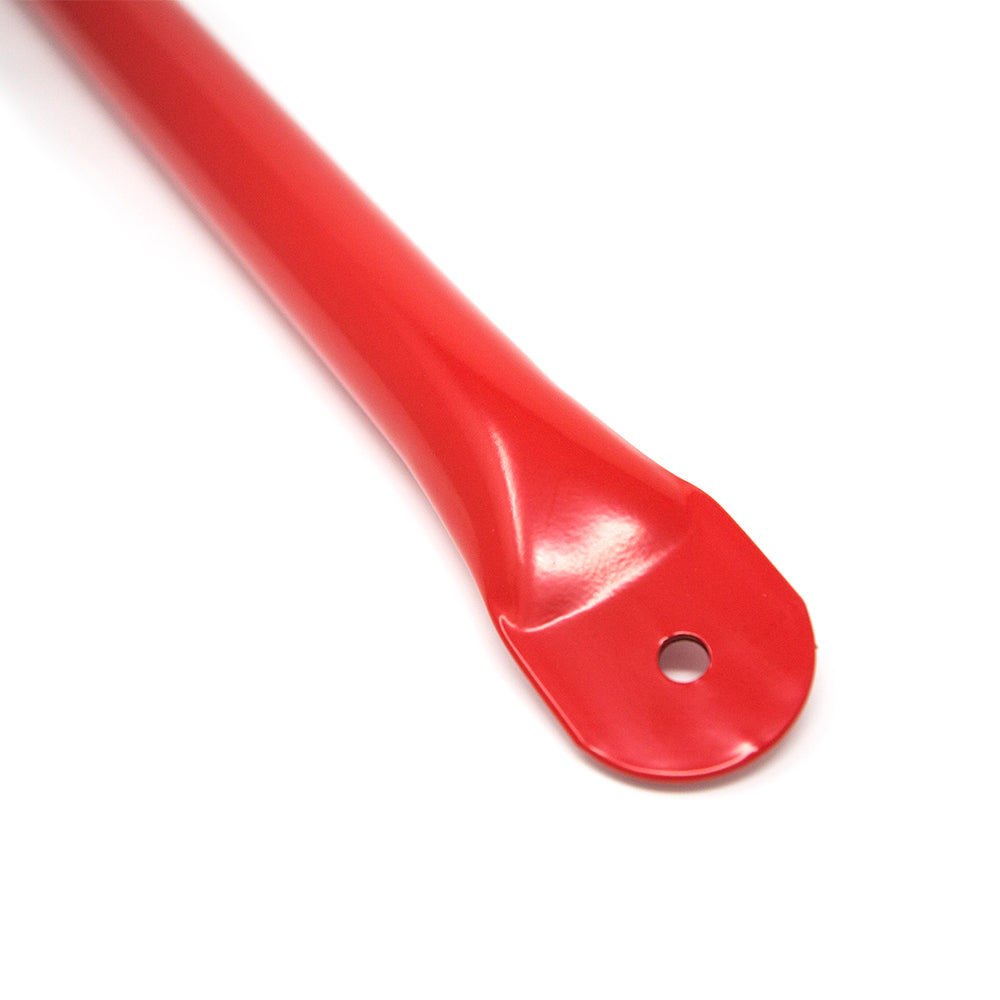 Red tube has a flat end to fit with the connection plate.