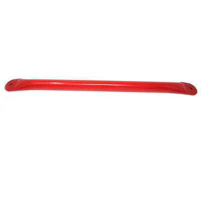 Red tube made of powder-coated steel.