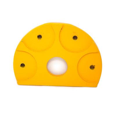 Powder-coated steel connection plate with four holes.