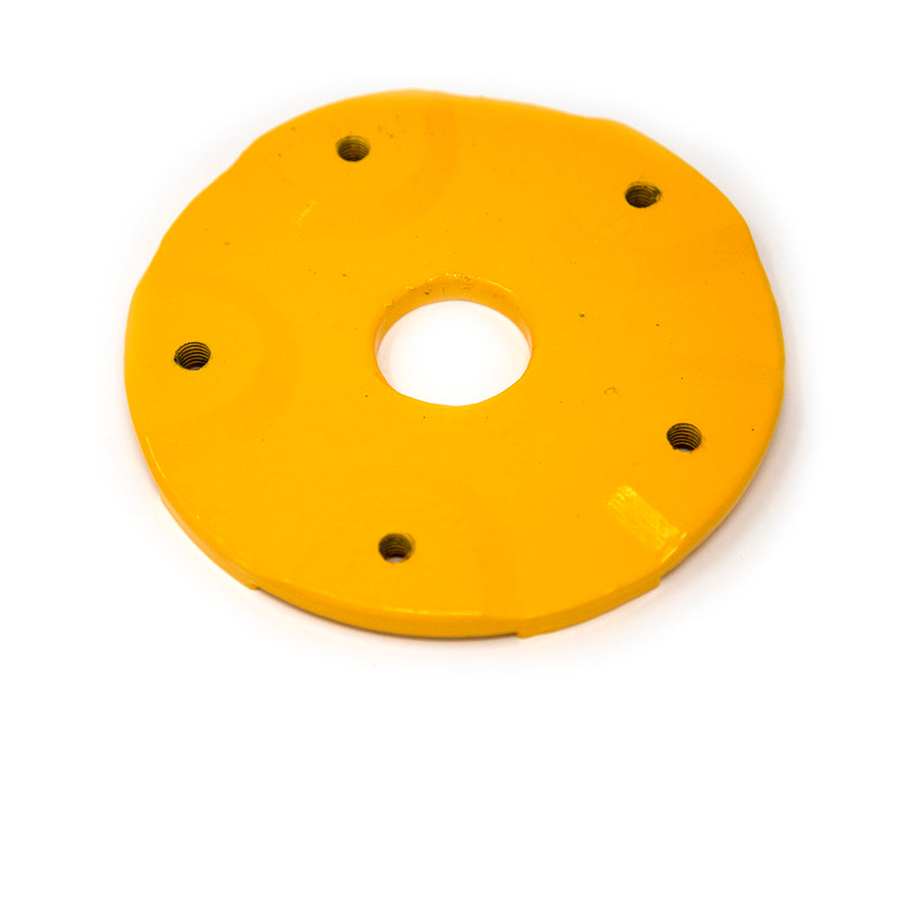 Replacement steel connection plate with five holes.