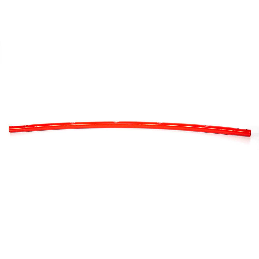 Red powder-coated steel top frame tube #1.