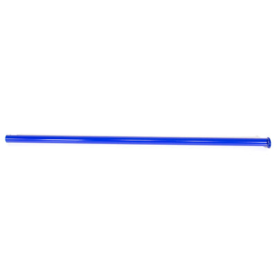 The replacement vertical frame tube is made from blue powder-coated steel. 