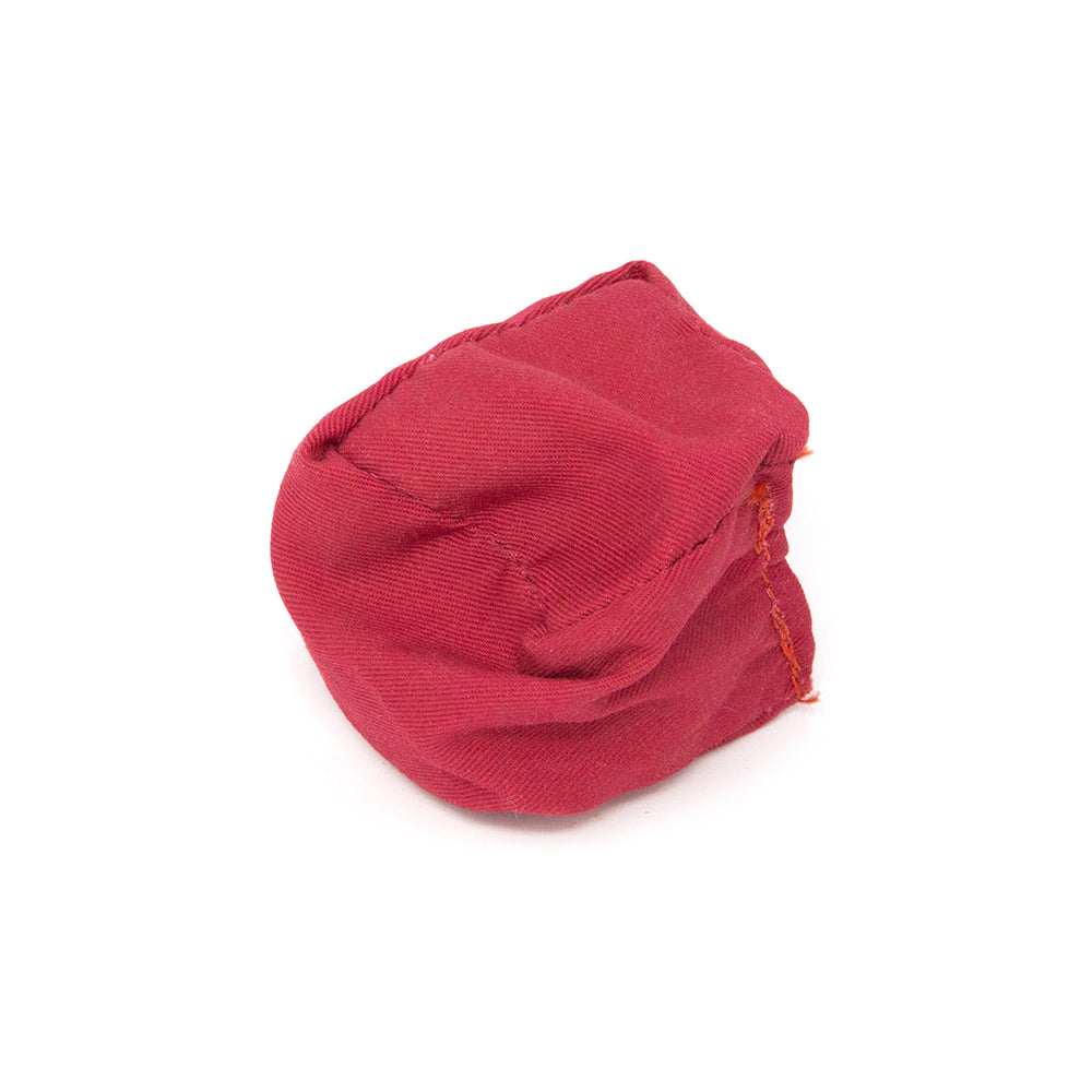 Red cloth bean bag. 