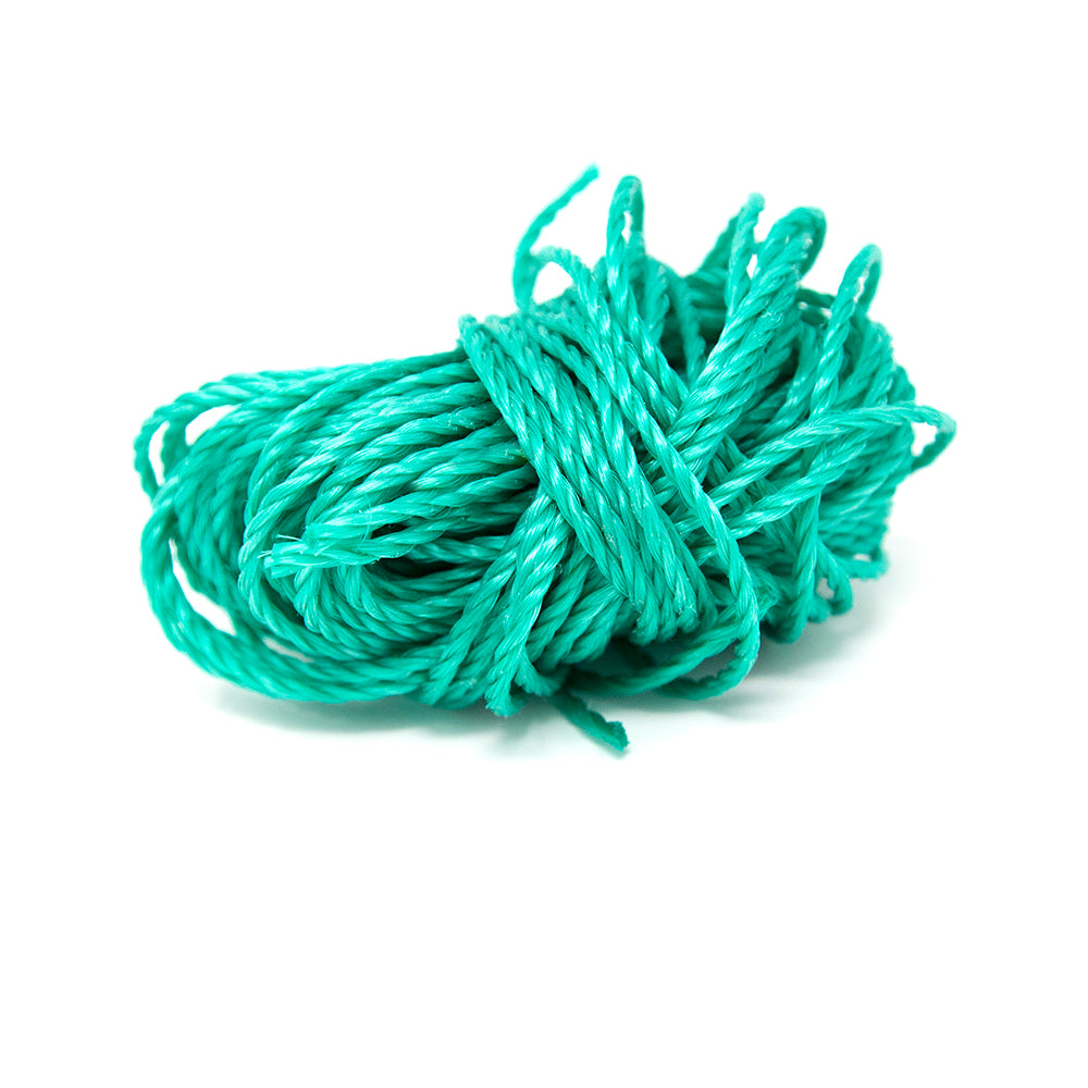 Pile of teal nylon rope. 