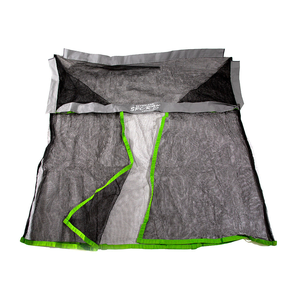 Black and gray net with a bright green trim and a white Skywalker Sports logo on the front. 