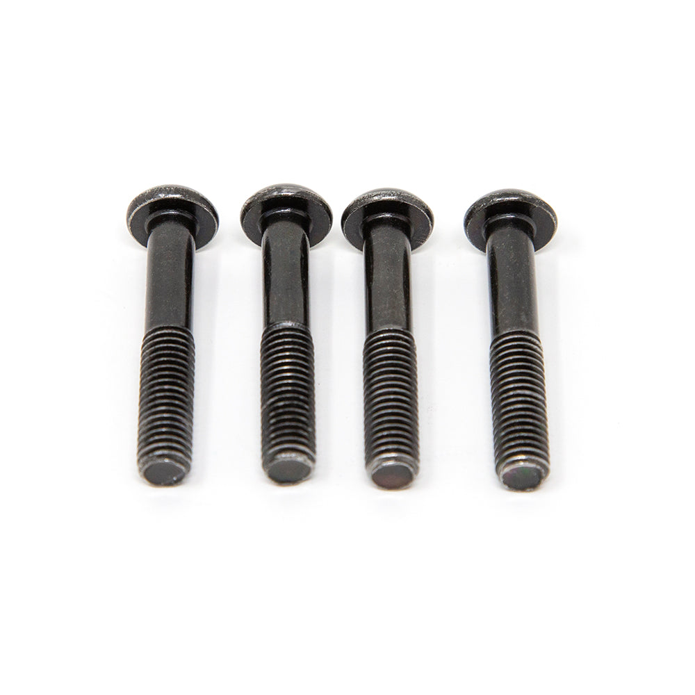 Black M8 bolts lined up so you can see their length. 