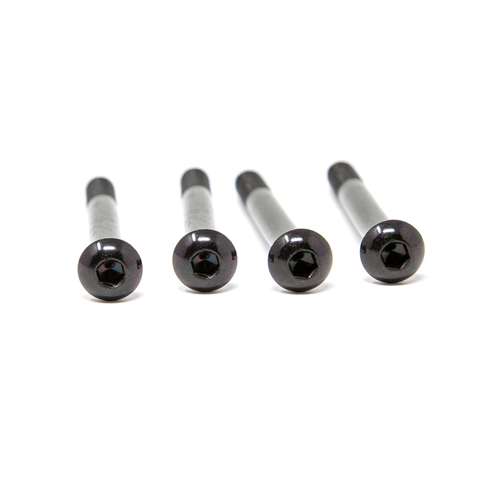 Four black M8x70mm button bolts. 