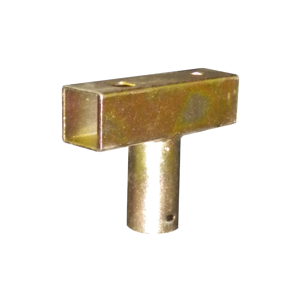 Galvanized steel T-joint designed for oval trampolines. 