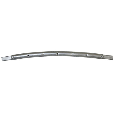 Trampoline main frame middle tube has a slight curve in it. 