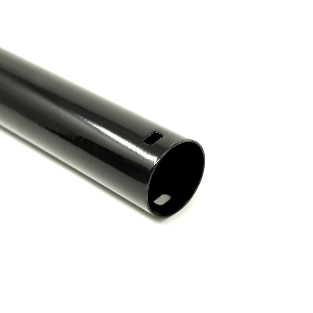 Close-up view of the end of the powder-coated steel leg extension. 