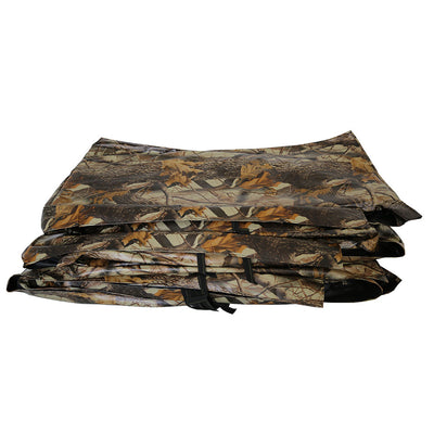 Camouflage polyvinyl chloride spring pad designed for 14-foot square trampoline. 