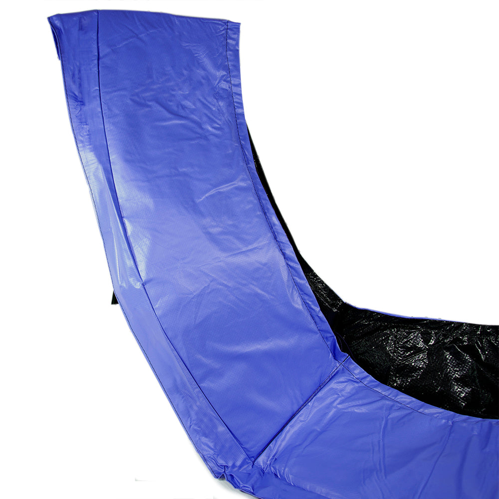 Blue PVC spring pad folded in half. 