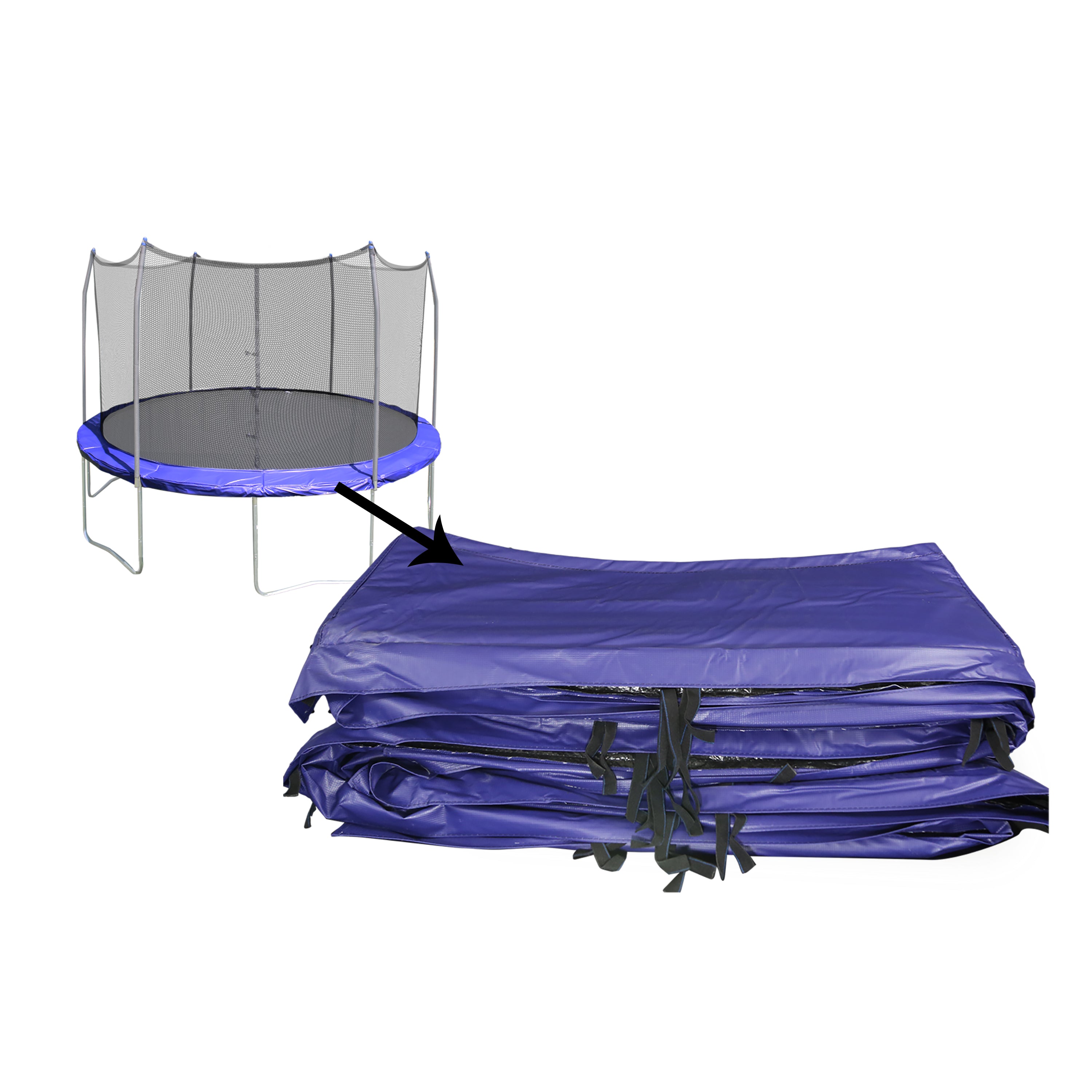 Blue spring pad designed for 16-foot round trampolines. 