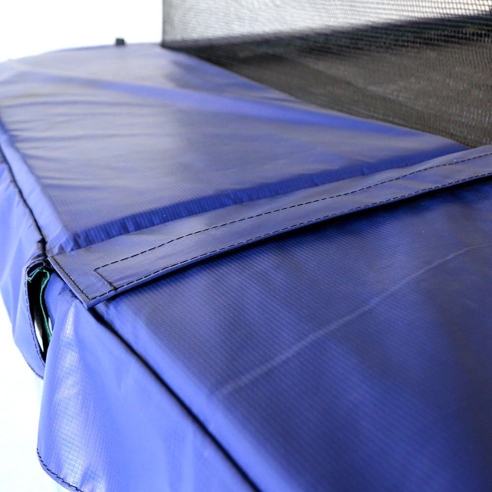 The trampoline's PVC spring pad is UV-resistant and weather-resistant. 