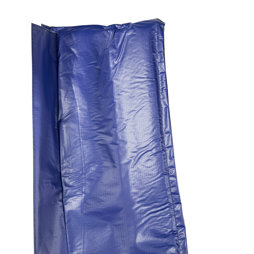 Blue shiny spring pad designed for 12-foot square kids trampoline. 