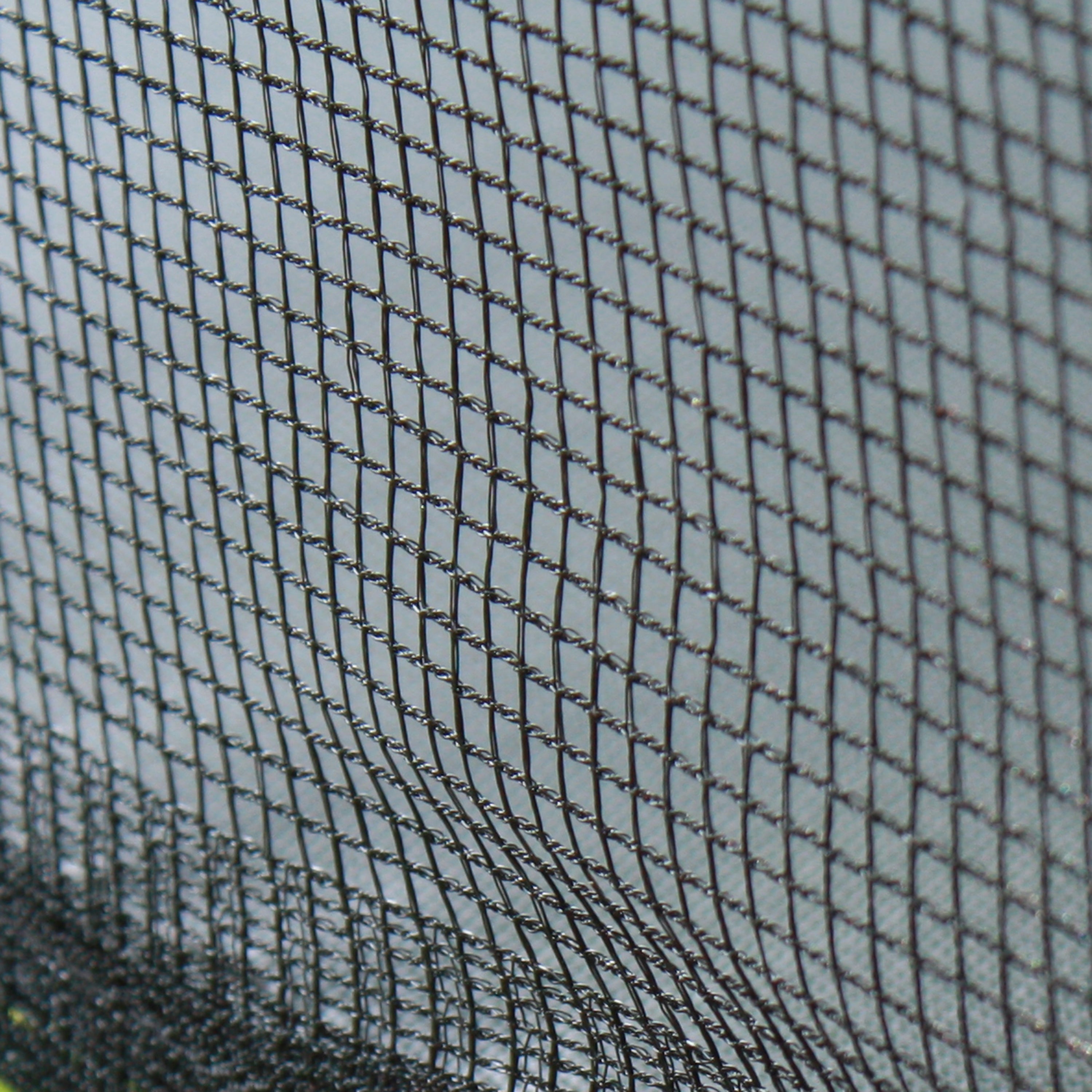 The black enclosure net is tightly woven out of polyethylene. 