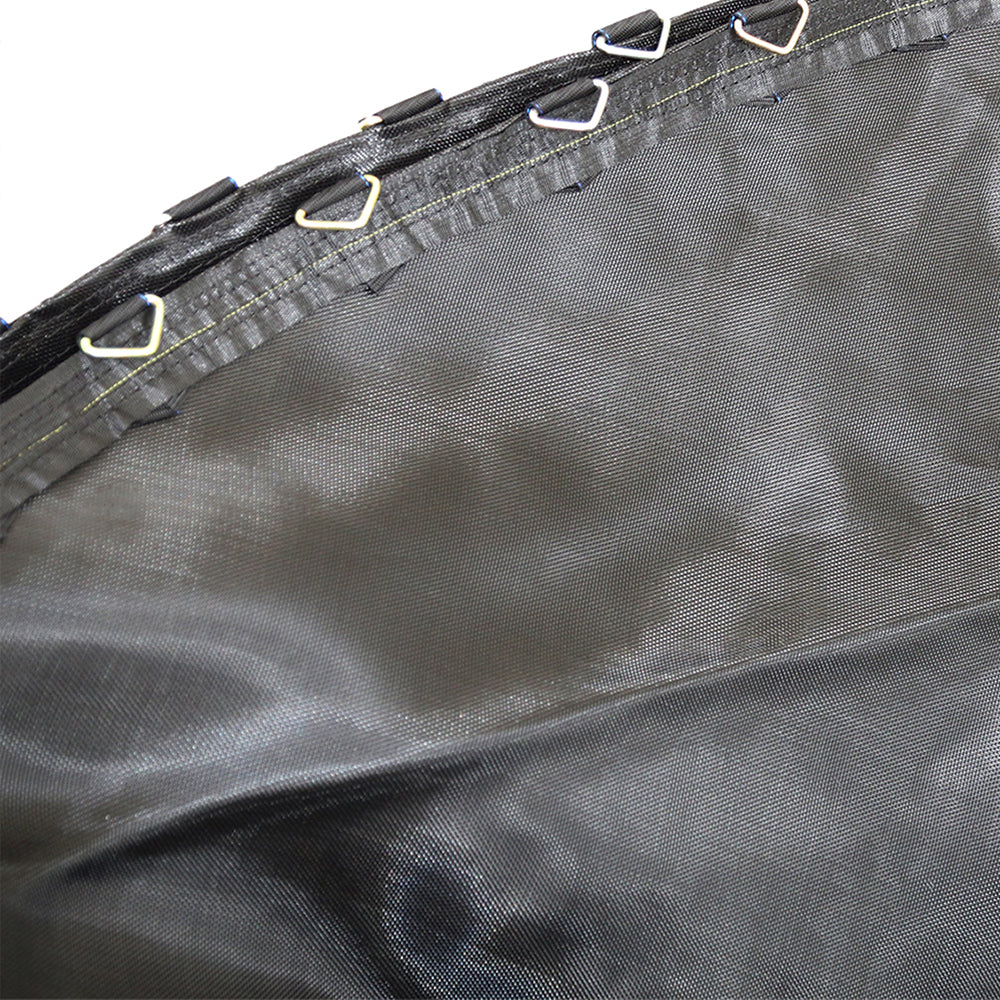 The polypropylene jump mat has reinforced stitching around the V-rings. 