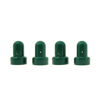 Four dark green pole caps. 