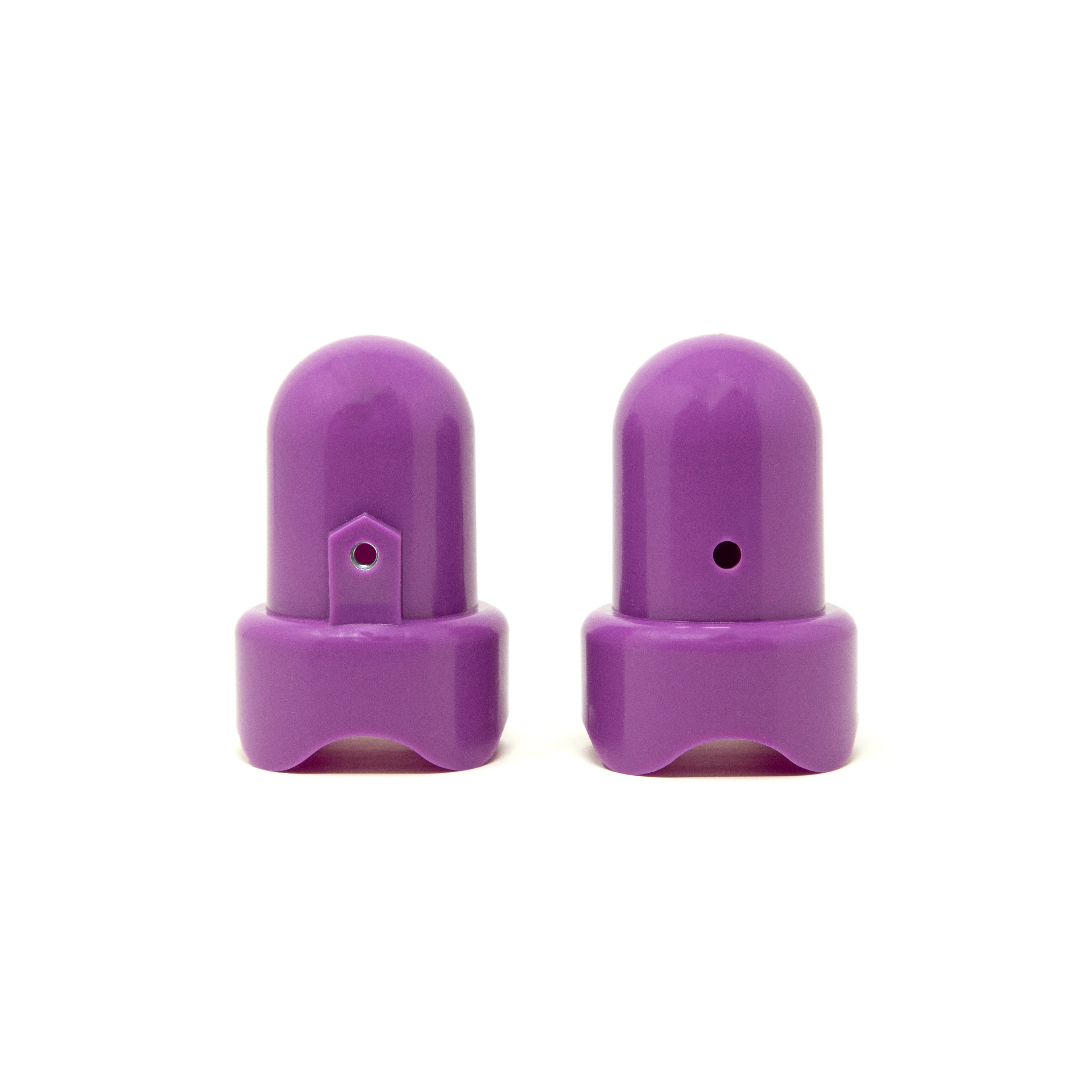 Two 1.75-inch purple pole caps. 