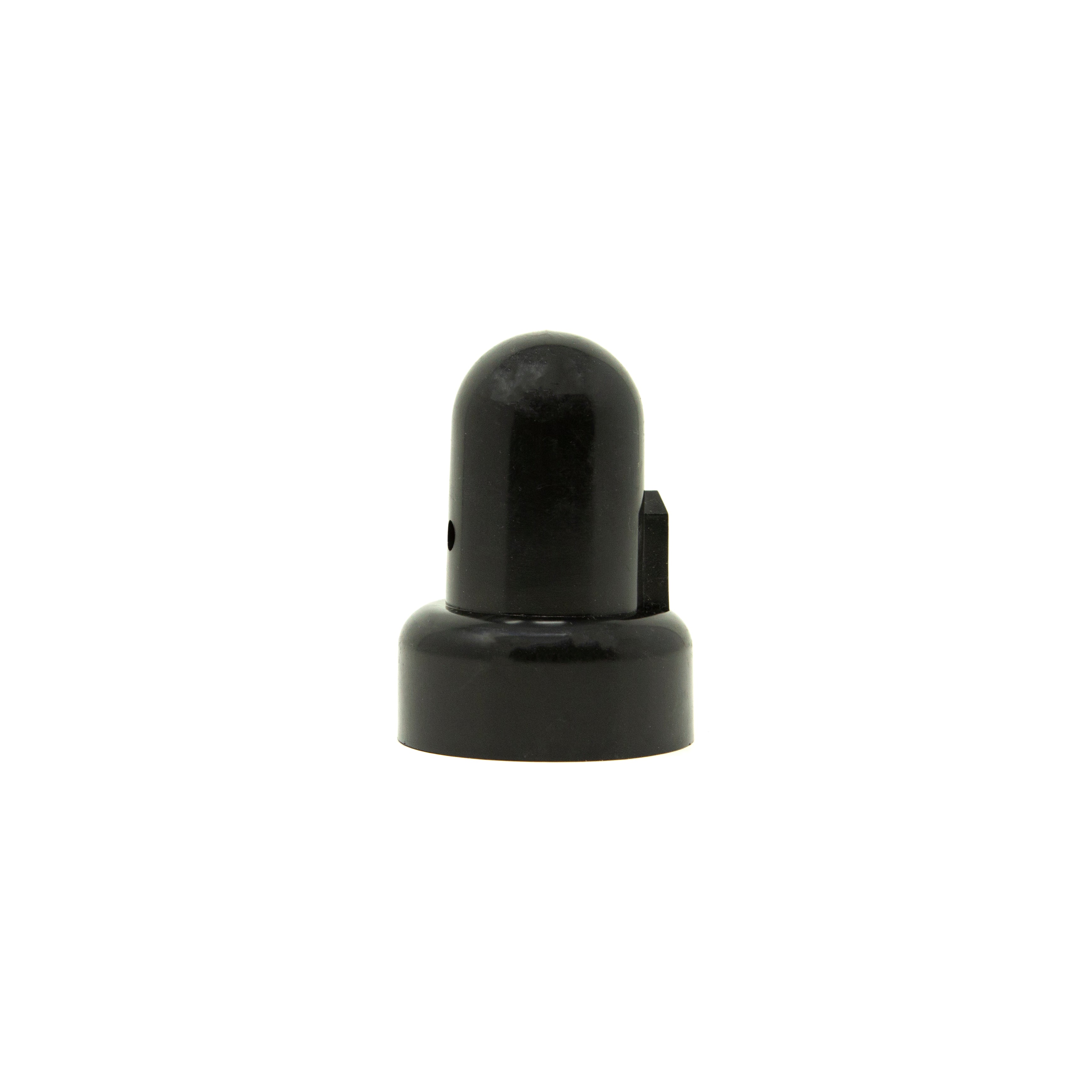 Side of black pole cap with no hole. 