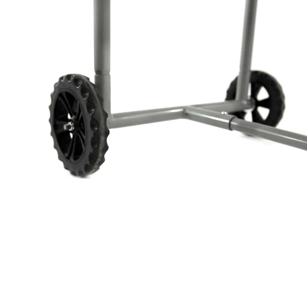 Durable multi-surface wheels allow the cart to be easily moved during practice.