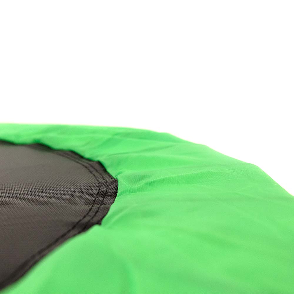 Green colored frame pad protecting the mini trampoline.