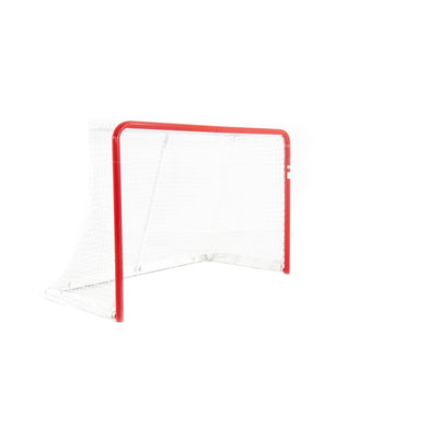 Red and white Skywalker Sports regulation size hockey goal.