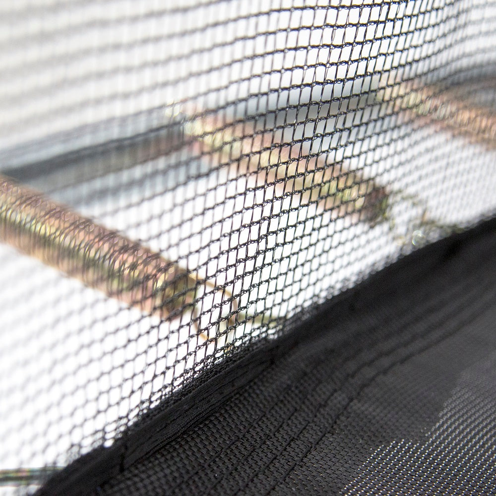 The galvanized steel springs are not inside of the trampoline's enclosure net. 