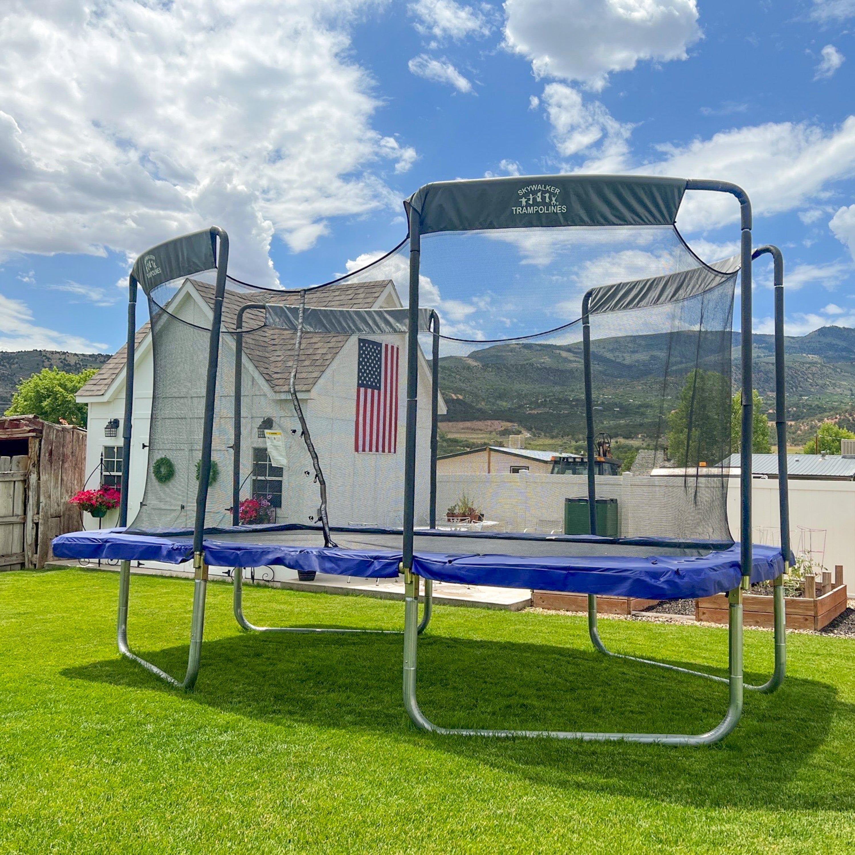17' x 10' Rectangle Olympic-Sized Premium Trampoline with Enclosure