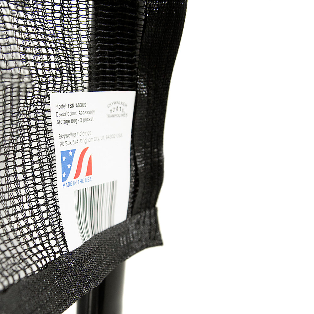 The storage bag's white tag proudly shows that the product is made in the USA. 