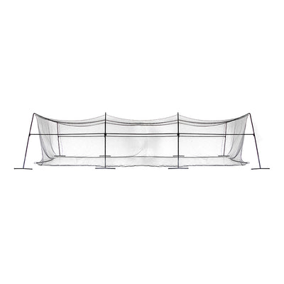 Skywalker Sports 40-foot-long batting cage with black frame and black netting. 