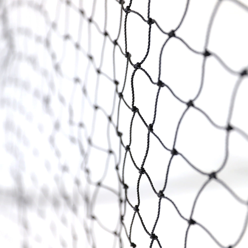 Close-up view of the black polyethylene net.