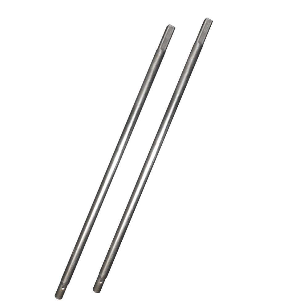 Two replacement lower enclosure straight tubes made out of galvanized steel. 