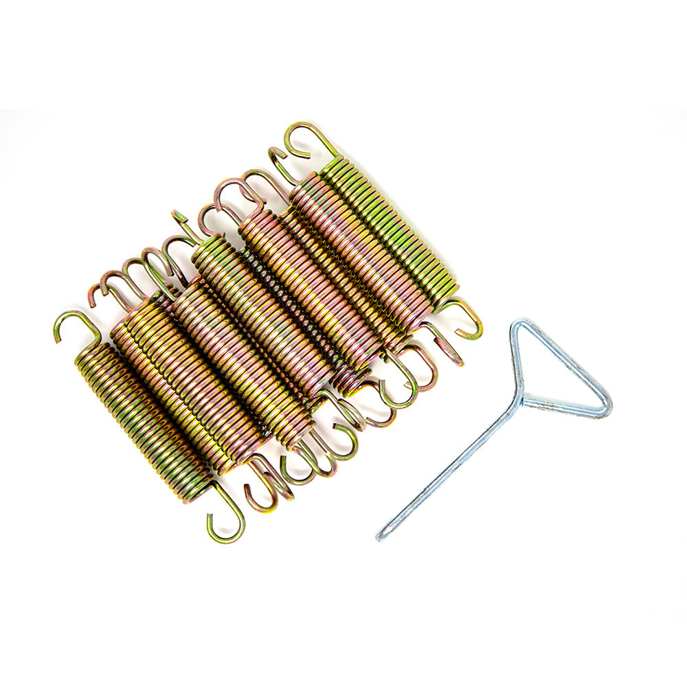 Small 5.5-inch long springs and spring puller as seen from above. 