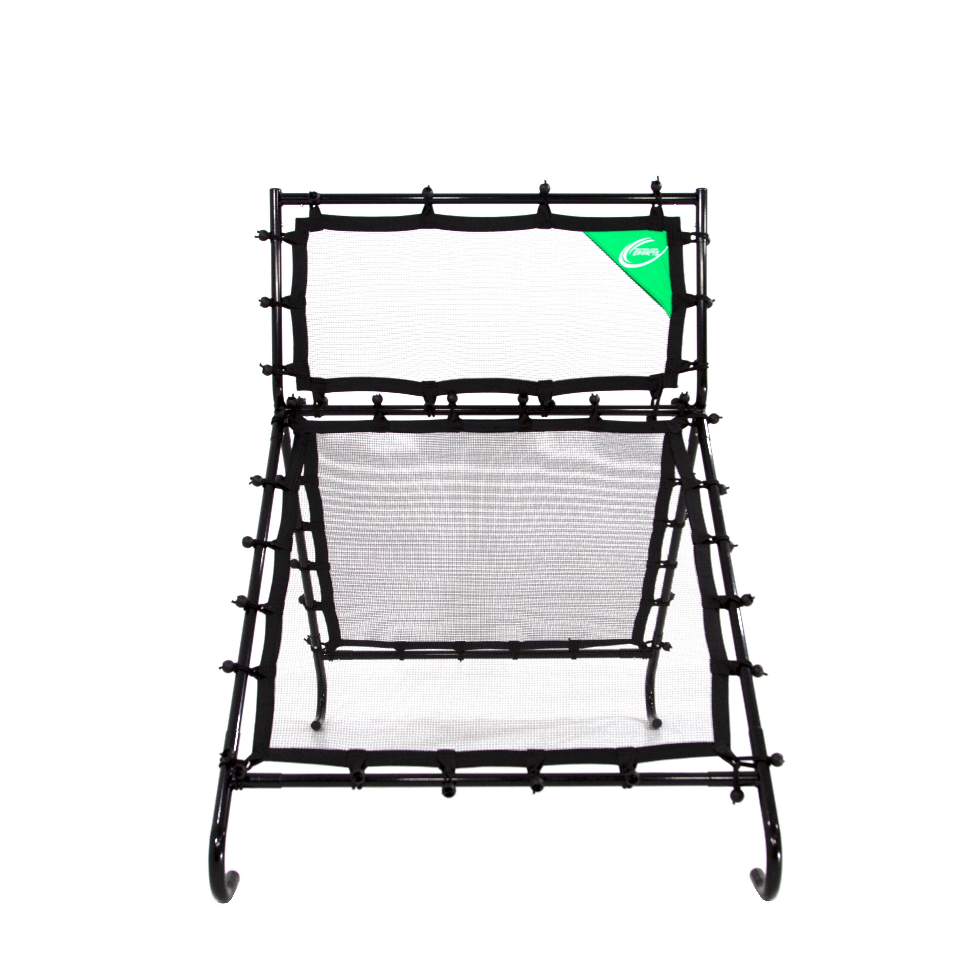 Multi-Sport Training Rebounder has a black frame, black netting, and a green "Skywalker Sports" label.