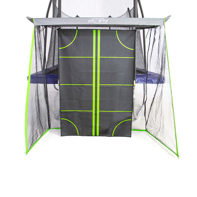  The Multi-Sport Training Net is gray, black, and neon green. 