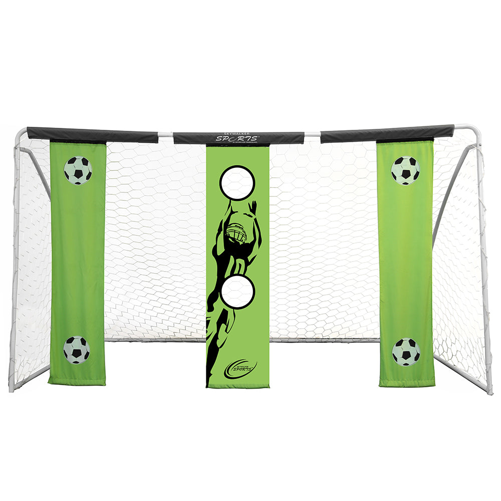 The Soccer Goal comes with a bonus green targeting banner with a football player printed on it. 