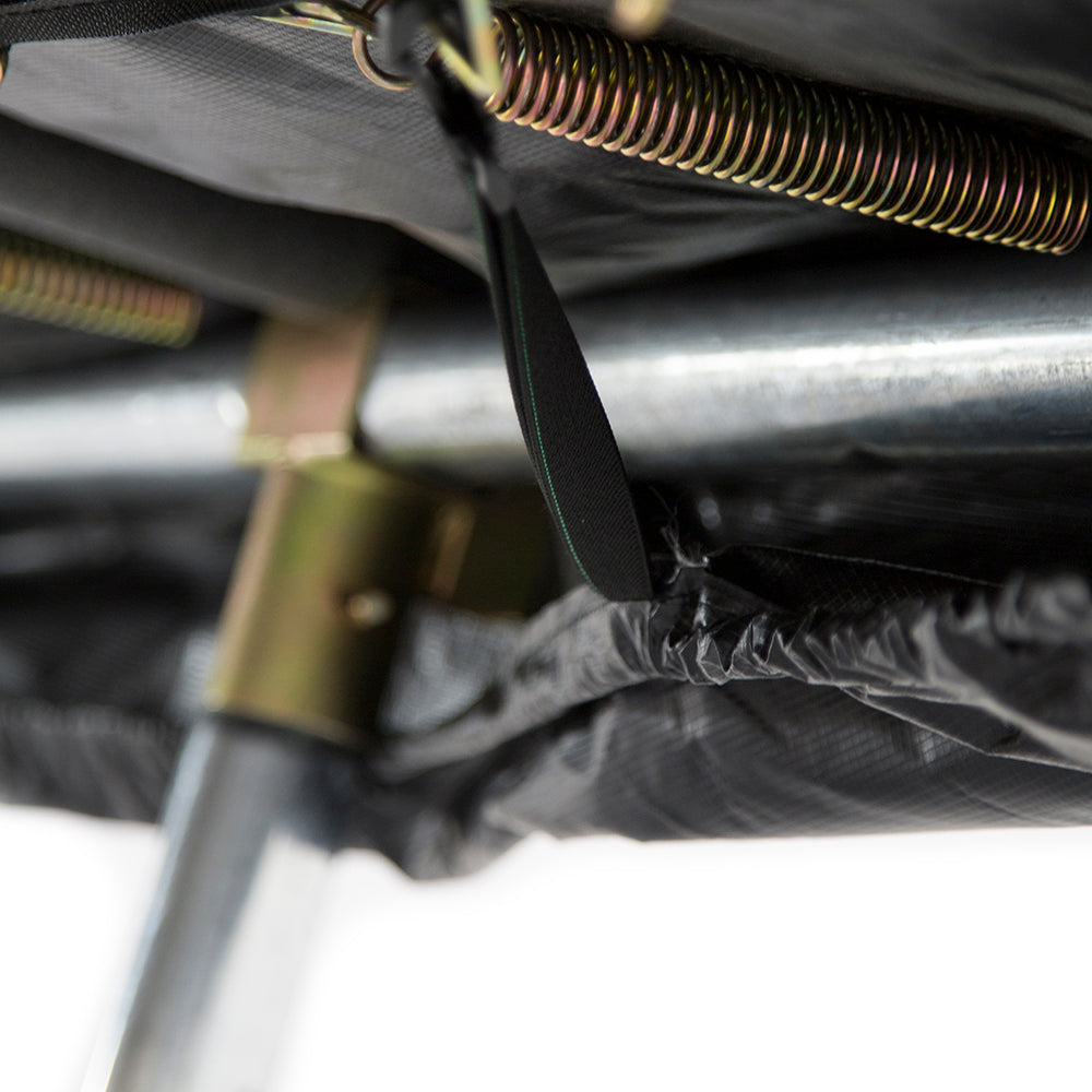 The weather cover has straps that clip into the V-rings for additional security. 
